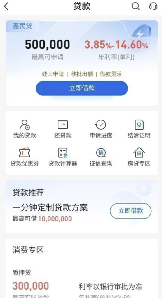 新口子, 交通银行惠民贷：面向优质白名单用户的纯线上个人信用贷款